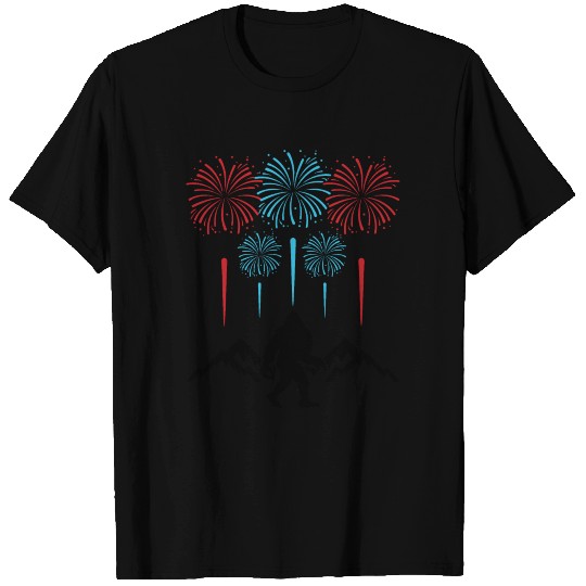 Bigfoot 4th Of July Shirts Fireworks Patriotic USA T-shirt