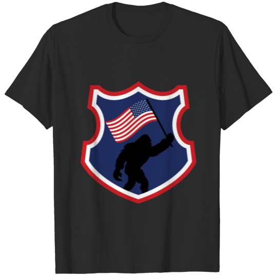 Bigfoot 4th Of July Shirts Patriotic USA Flag Yeti T-shirt