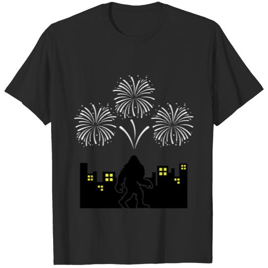 Bigfoot 4th Of July Shirts Fireworks Patriotic USA T-shirt