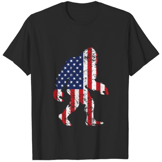 Bigfoot 4th Of July Shirts Patriotic USA Flag T-shirt