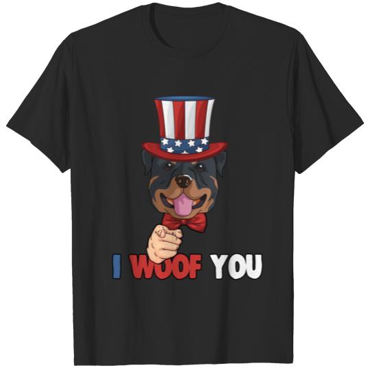 4th of July USA Indepedence day Patriotic Uncle Sam Rottweiler Dog T-shirt