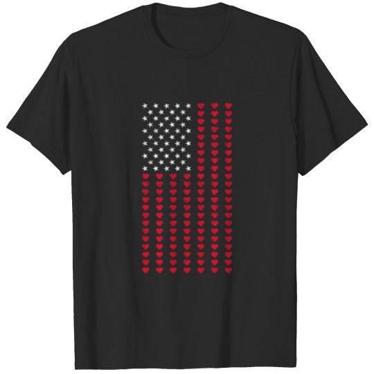 Discover USA Flag 4th Of July American Flag Star Hearts T-shirt