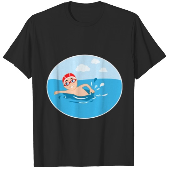 Discover happy swimmer ocean sea gift idea T-shirt
