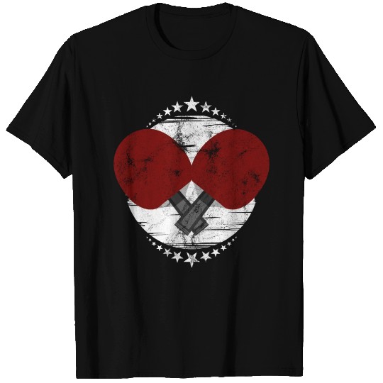 table tennis rackets stars red gift idea T-shirt