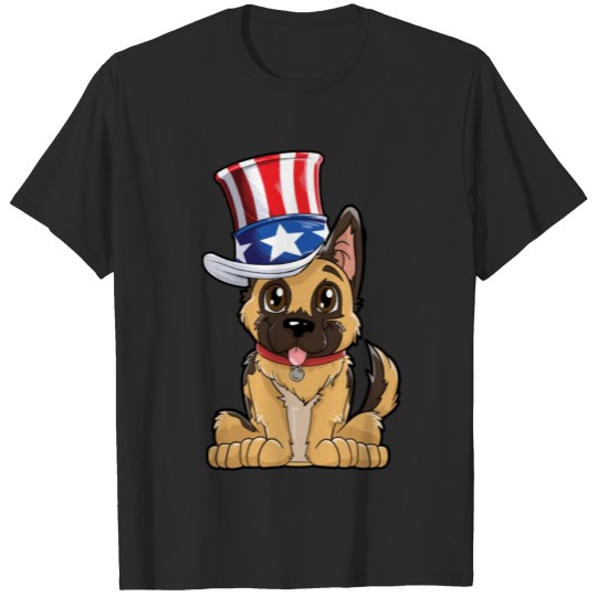 Discover German Shepherd Uncle Sam T shirt 4th of July Dog American Flag T-shirt