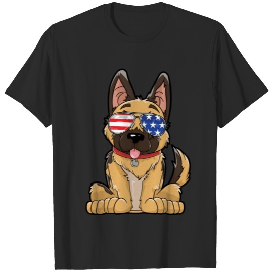 Discover German Shepherd American Sunglasses T shirt 4th of July Dog Puppy T-shirt