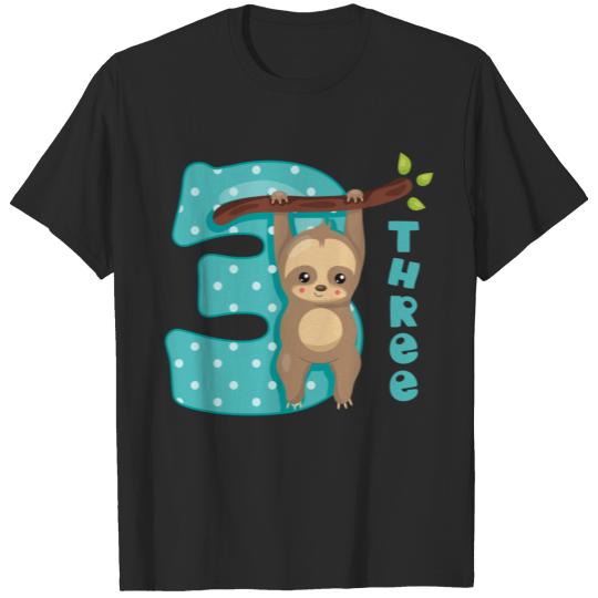 Discover Baby Sloth 3rd Birthday T-shirt