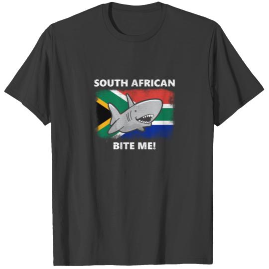 South Africa Born Bite Me Cute Shark Design T-shirt