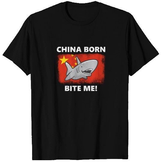 China Born Bite Me Cute Shark Design T-shirt