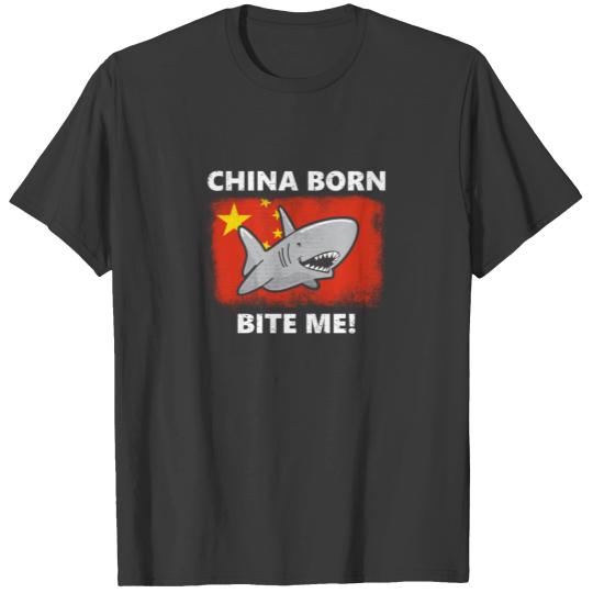 China Born Bite Me Cute Shark Design T-shirt