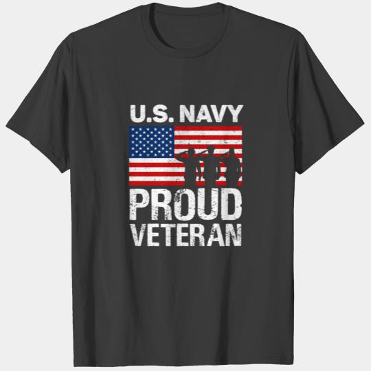 Proud Veteran US Navy Red White Blue Flag Patriotic Design Great for 4th of July T-shirt