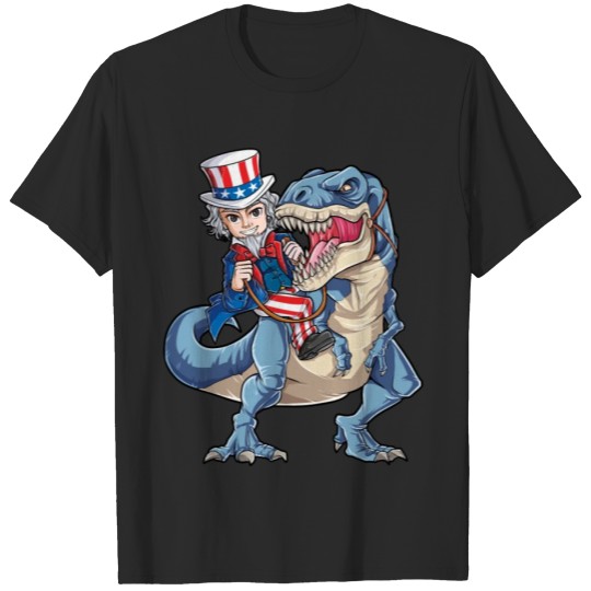 Discover Uncle Sam Dinosaur T shirt 4th of July T rex Kids Boys Gifts T-shirt
