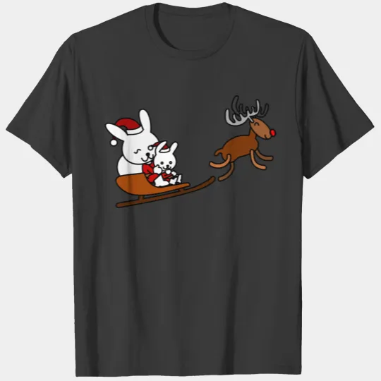 reindeer rabbit child kids rudolph santa xmas T-shirt