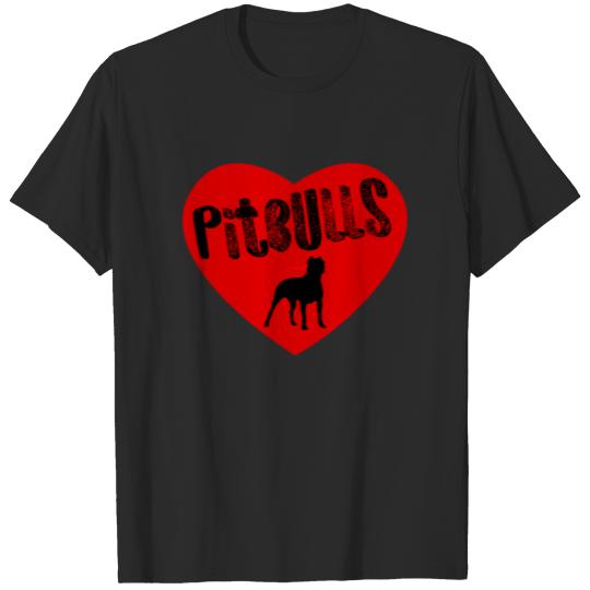 Pit Bull Heart Pitbulls Red Black American Bully Gift Dark T-shirt