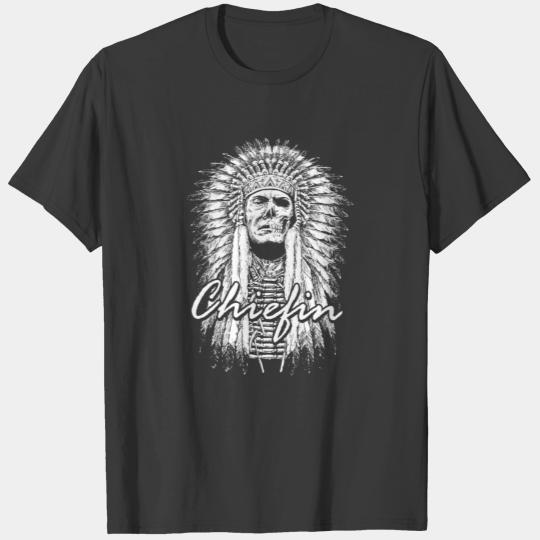 CHIEFIN Native American Indian Warrior Chief Skull T-shirt