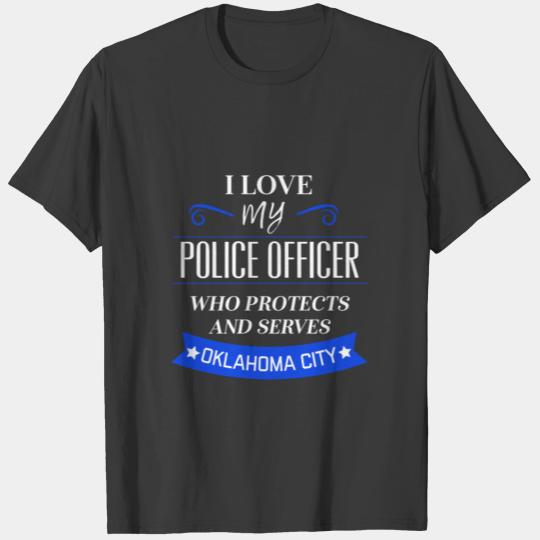 OKC Police Wife Law Enforcement Family Thin Blue Line T-shirt