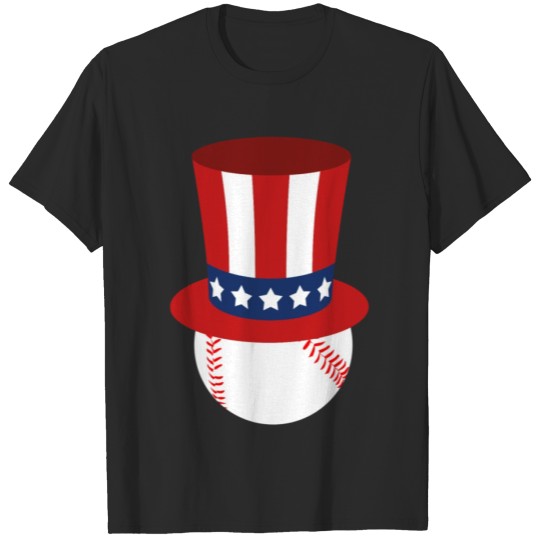 Discover Baseball and Hat Tshirt 4th of July American Flag T-shirt