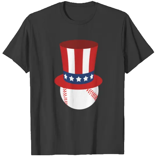 Baseball and Hat Tshirt 4th of July American Flag T-shirt
