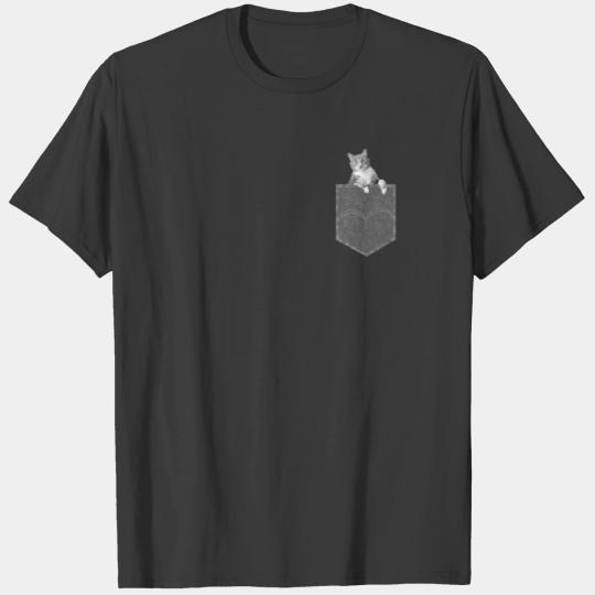 Pocket Cat T Shirt Funny Peeking Pet Kitten Animal T-shirt