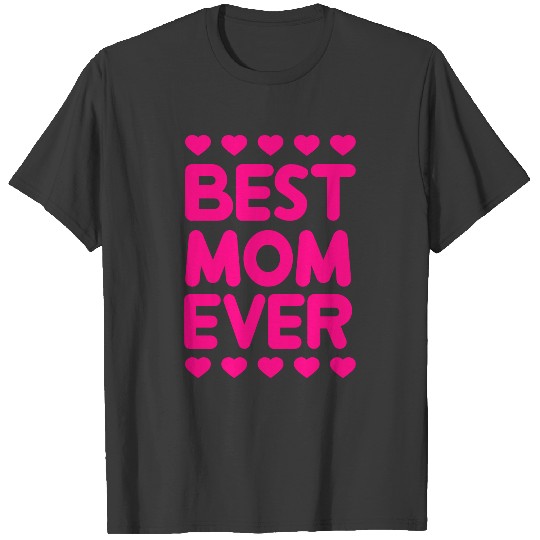 heart best mom ever pendant badge mom number text T-shirt