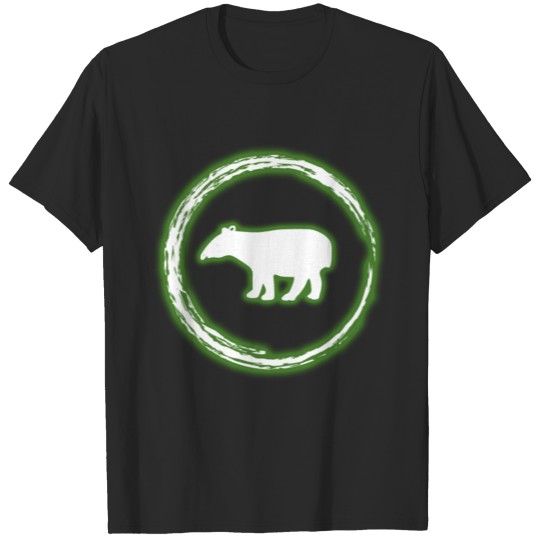 Glow Circle Green Tapir Neon Glowing Effect Retro T-shirt
