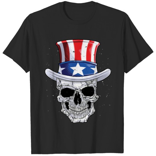 Discover Skull 4th of July T shirt Uncle Sam American Flag Men Women T-shirt