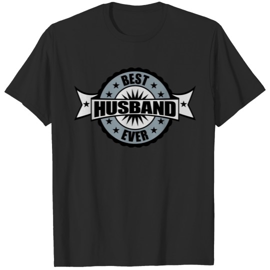 award round circle seal banner stamp best husband T-shirt