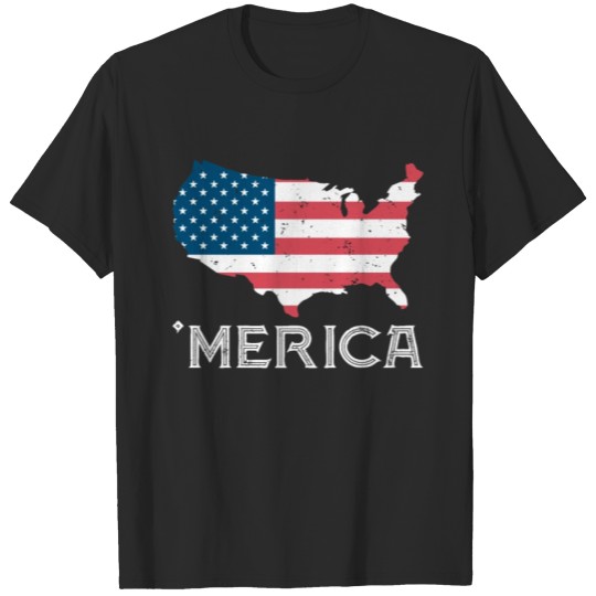 Discover Merica USA Fourth of July American Flag T-shirt