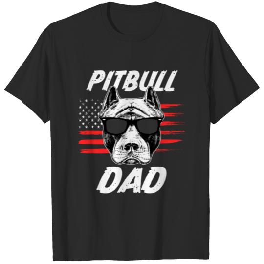 Discover Pitbull Dad men's American Flag Shirt - Pit Bull T-shirt