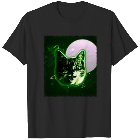 Crazy Cat Shirt Trippy 80s Rave Neon Disco Retro Kitten Tee T-shirt