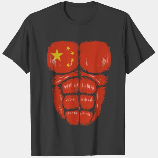 China flag hulk muscles T-shirt
