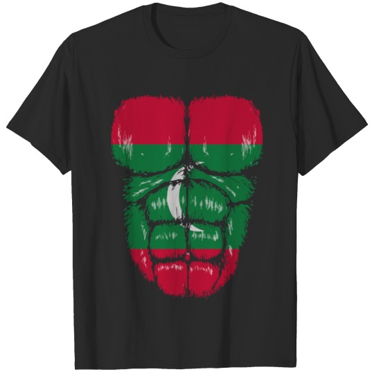 Discover Maldives flag Hulk muscles T-shirt