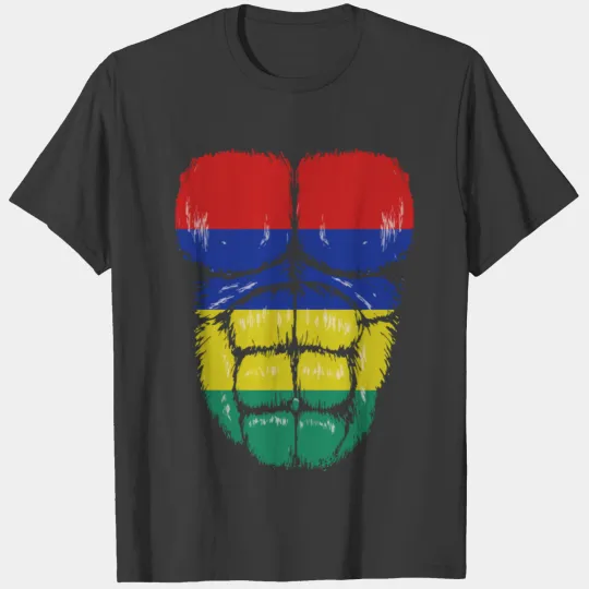 Mauritius flag Hulk muscles T-shirt