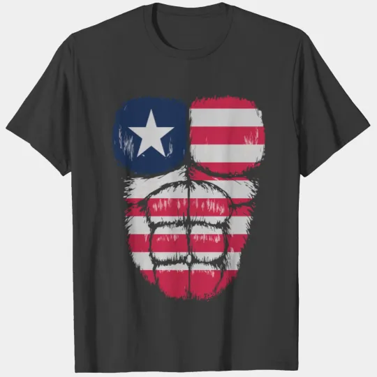 Liberia flag Hulk muscles T-shirt