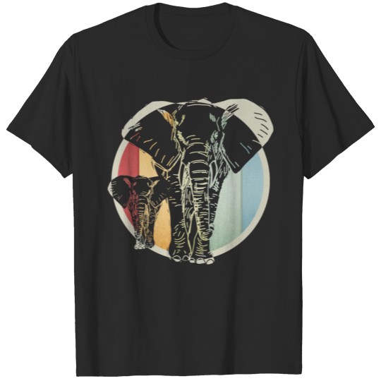 Retro Elephant Family T-shirt