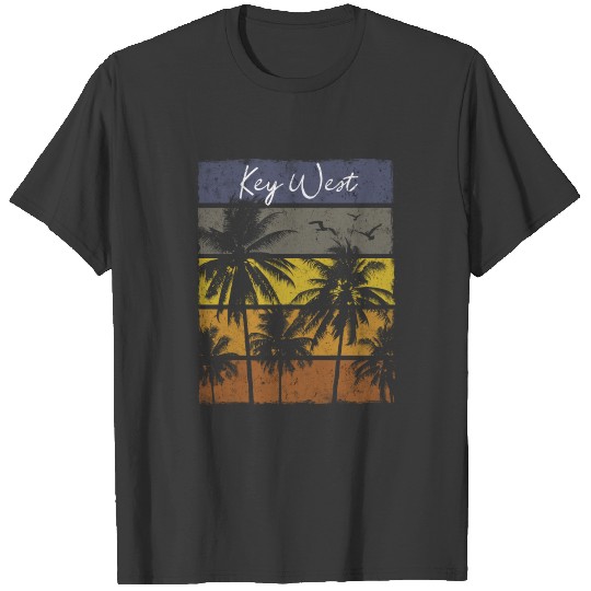 Retro Key West Beach Print Vacation Souvenir T-shirt