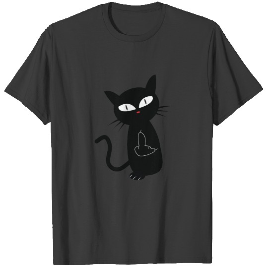 cat middle finger black cat gift T-shirt
