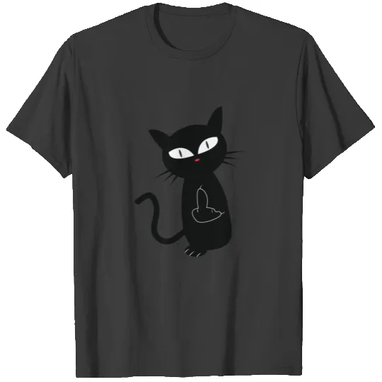 cat middle finger T-shirt
