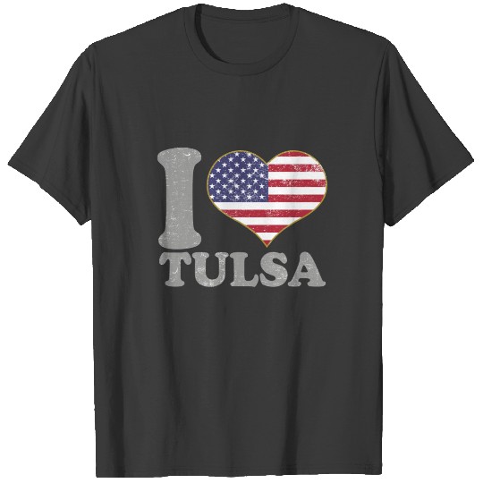 I Heart Tulsa City Pride July 4th American Flag T-shirt