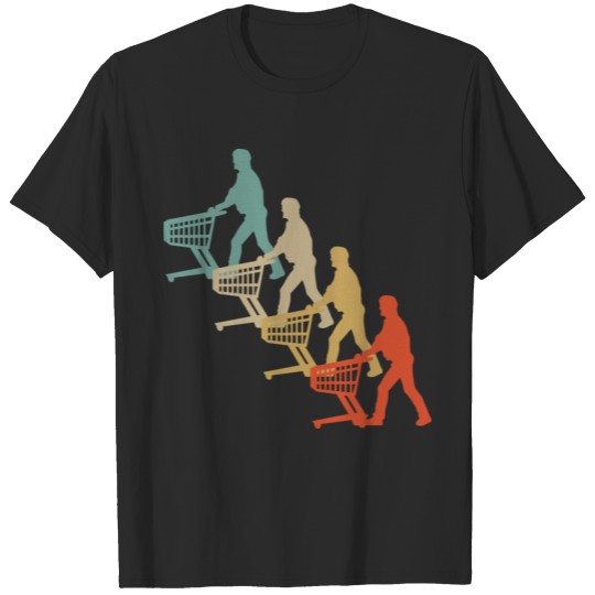 Discover Retro Vintage Style Shopping Cart Man Supermarket T-shirt