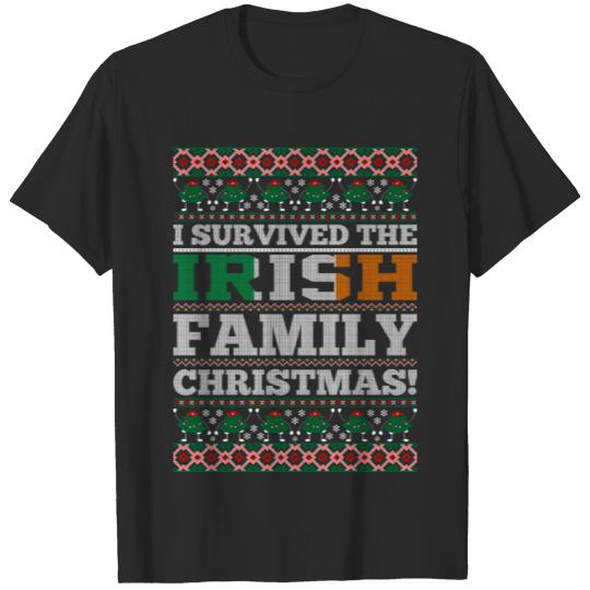 Discover I Survived The Irish Family Ugly Christmas Tshirt T-shirt