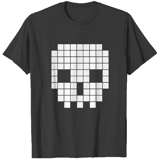 Retro Pixel Skull Bit Era Geek Mens Loose Fit Cott T-shirt
