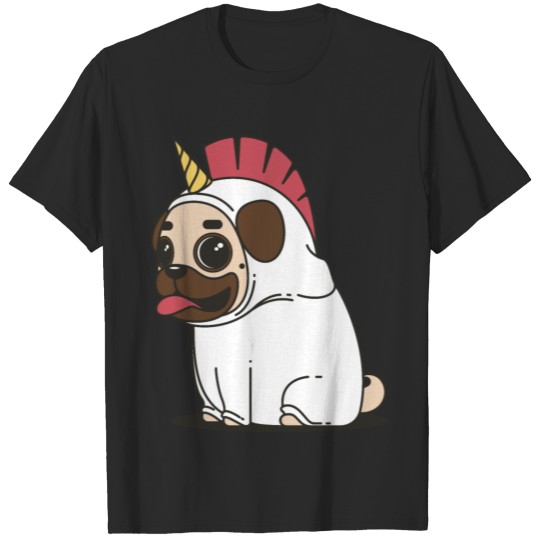 Discover Cute Unicorn pug T-shirt