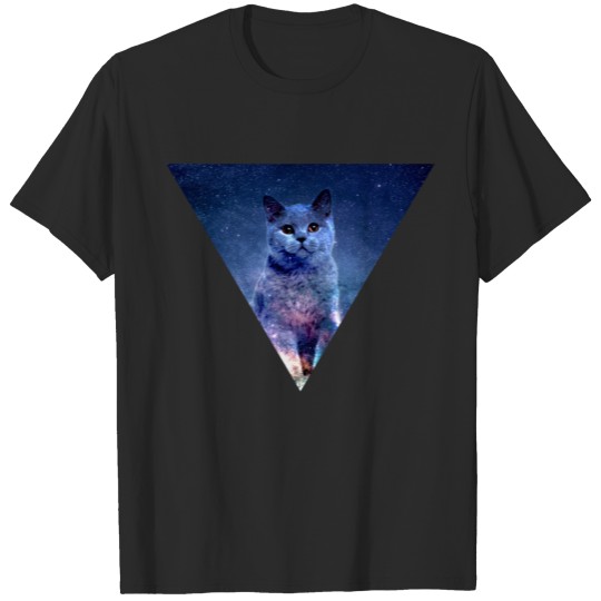 Discover GALAXY CAT IN SPACE PET IN TRIANGLE PUSSYCAT KITTY T-shirt