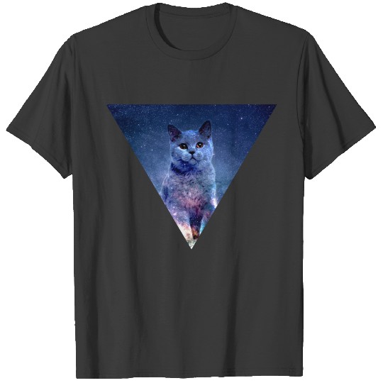 GALAXY CAT IN SPACE PET IN TRIANGLE PUSSYCAT KITTY T-shirt