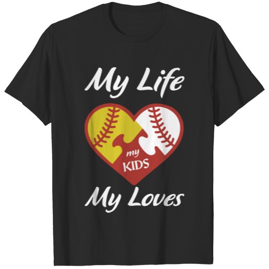Discover my life my kids my loves baseball softball T-shirt
