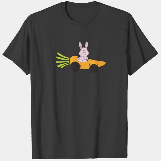 Rabbit Driving Carrot Car Funny Vegetable Food T-shirt