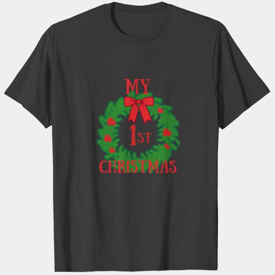 Christmas wreath Children baby first Christmas kid T-shirt