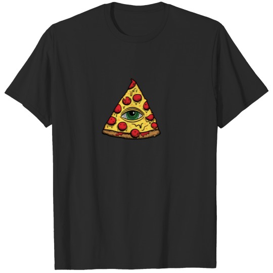 Discover Illuminati Pizza Funny All Seeing Eye Food Humor T-shirt