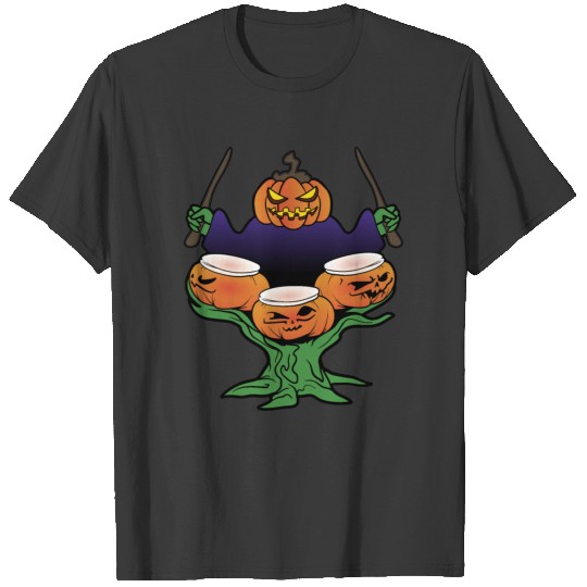 Halloween Pumpkins Horror Monster Zombie Drummer T-shirt